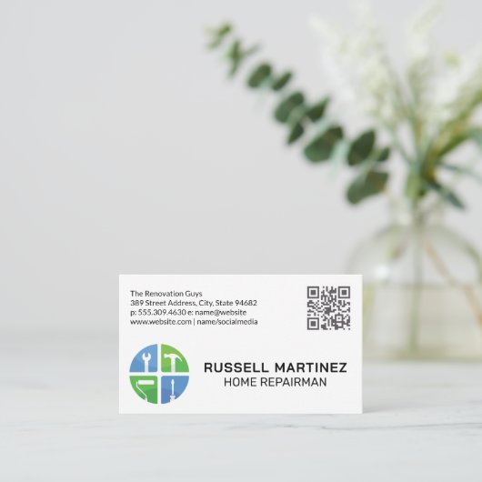 ホームリノベーションツール | 大工のアイコン 名刺 (スタンド正面)