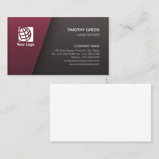 ホームリペアトレード技能シンプルマルーンブラック 名刺 (正面/裏面)