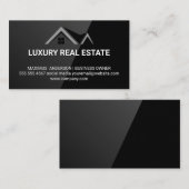 ホームルーフロゴ | エテ実在スお洒落ブラック 名刺 (正面/裏面)