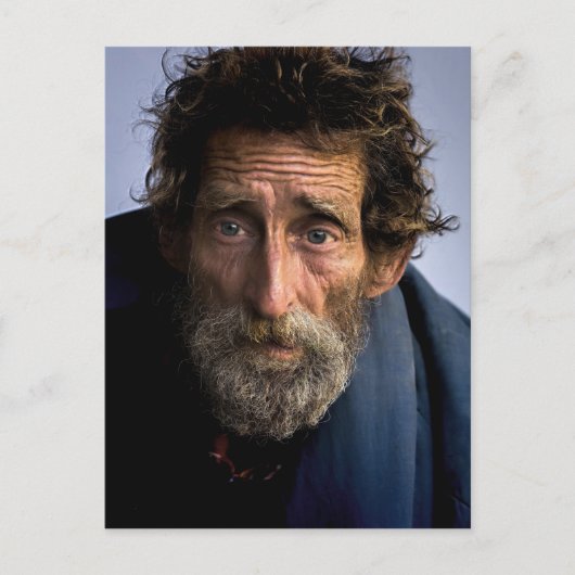 ホームレスで無力な髭を生やした男 ポストカード (正面)