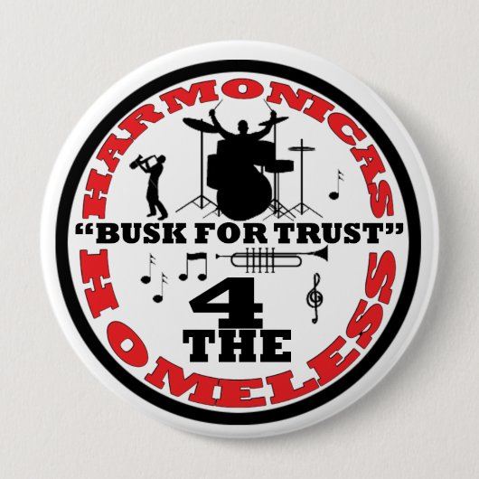 ホームレスのためのハーモニカ 缶バッジ (正面)