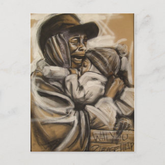 ホームレスの母と子 ポストカード