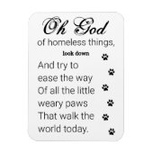 ホームレスの犬と猫のための小さな足の祈りの言葉 マグネット (縦)