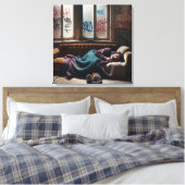 ホームレスの男が捨てられた建物で眠る キャンバスプリント (インサイチュ (寝室))