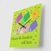 ホームレスを愛でシャワー スクエア壁時計 (傾斜)