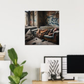 ホームレス男が捨てられた建物で昼寝 ポスター (ホームオフィス)