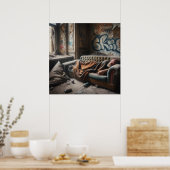 ホームレス男が捨てられた建物で昼寝 ポスター (キッチン)