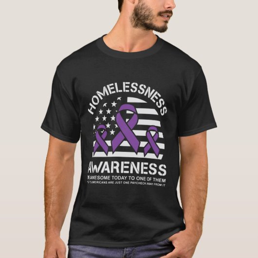 ホームレス認識度月米国国旗 Tシャツ (正面)