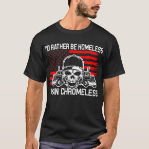ホームレスChromeless Trucker America Flag Usa Tシャツ