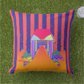 ホームレッドブルーストライプ アウトドアクッション (芝生)