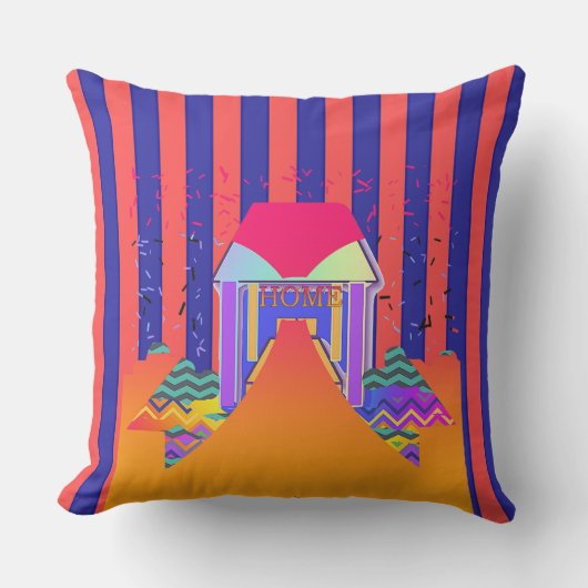 ホームレッドブルーストライプ アウトドアクッション (正面)