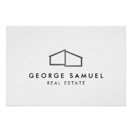 ホームロゴ不動産仲介業者ブラック&ホワイト ポスター