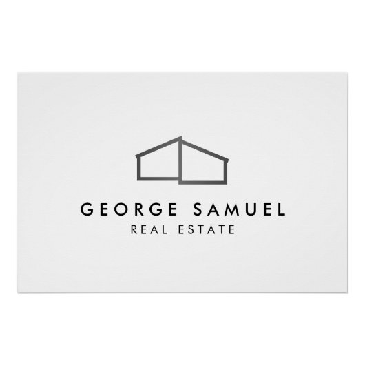 ホームロゴ不動産仲介業者ブラック&ホワイト ポスター (正面)