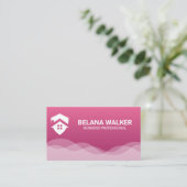 ホームロゴ |ピンク抽象芸術波の背景 名刺 (スタンド正面)