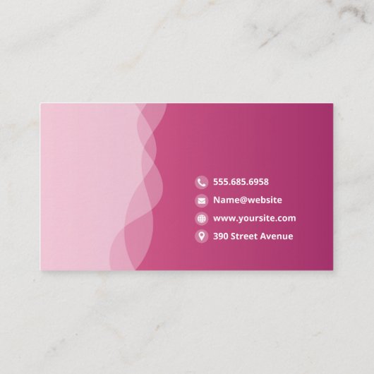 ホームロゴ |ピンク抽象芸術波の背景 名刺 (裏面)