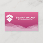 ホームロゴ |ピンク抽象芸術波の背景 名刺 (正面)