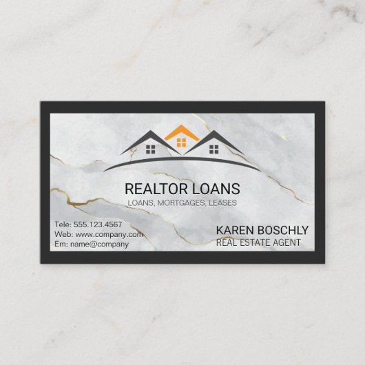 ホームロゴ | 大理石ブラック縁ど 名刺 (正面)