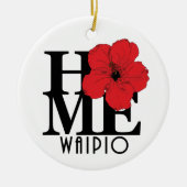 ホームワイピオハワイレッドハイビスカス セラミックオーナメント (正面)