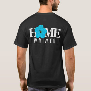 ホームワイメアハワイブルーハイビスカス(バックプリント)文字 Tシャツ
