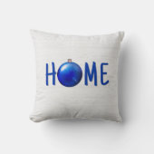 ホーム付き青クリスマスオーナメント文字 クッション (正面)