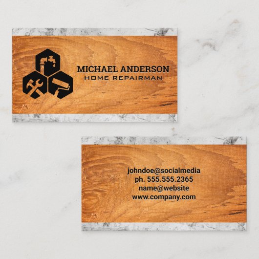 ホーム修復アイコン | 木製大理石 名刺 (正面/裏面)