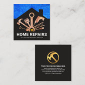 ホーム修復ツールウッド建物シルエット スクエア名刺 (正面/裏面)