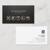 ホーム修復金ゴールドアイコンつや消しメタルテクスチャ 名刺 (正面/裏面)