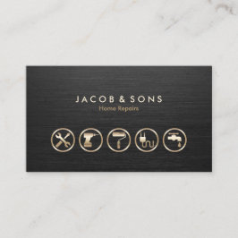 ホーム修復金ゴールドアイコンつや消しメタルテクスチャ 名刺