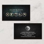 ホーム修復金ゴールドアイコンターコイズテクスグランジチャ 名刺 (正面/裏面)