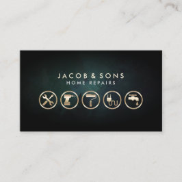 ホーム修復金ゴールドアイコンターコイズテクスグランジチャ 名刺