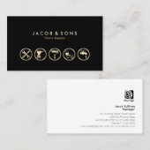 ホーム修復金ゴールドアイコン名刺 名刺 (正面/裏面)