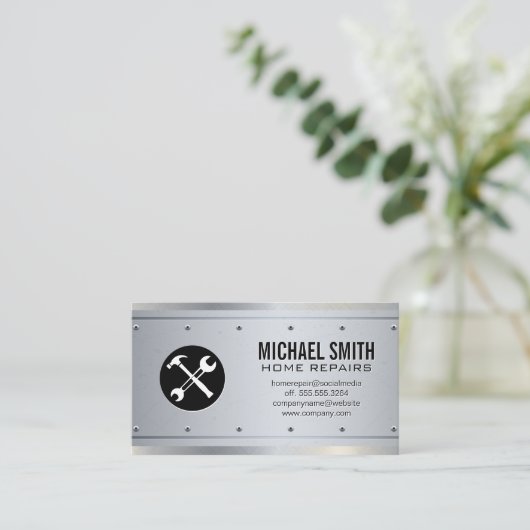 ホーム修復 | プロパティマネージャ | 金属製リベット 名刺 (スタンド正面)