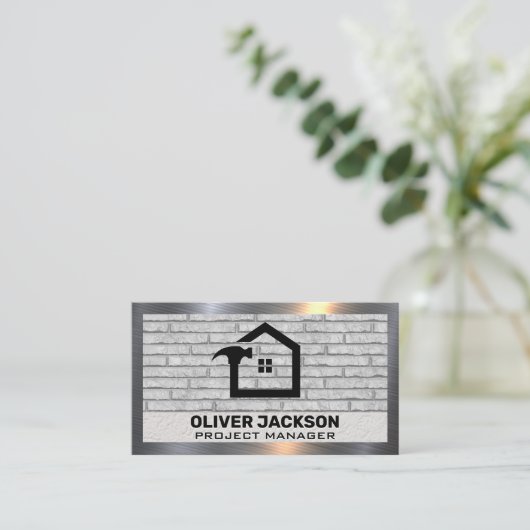 ホーム修復 |レンガの壁 |メタル縁ど 名刺 (スタンド正面)