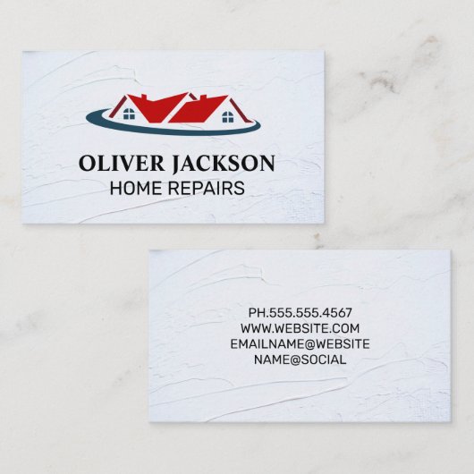 ホーム修復 |住宅実在不動産ロゴ 名刺 (正面/裏面)