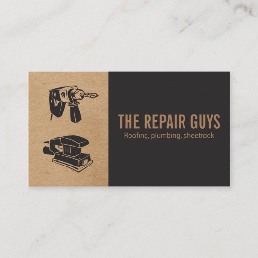 ホーム修復 | 便利屋 | ドリルとサンダー 名刺 (正面)