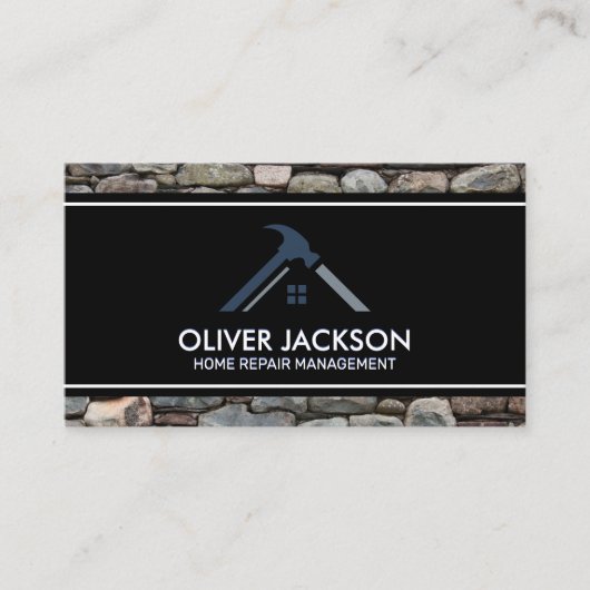 ホーム修復 |石壁 |白黒線 名刺 (正面)