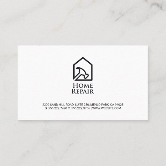 ホーム修理ハンマーロゴ |大理石メタル縁ど 名刺 (裏面)