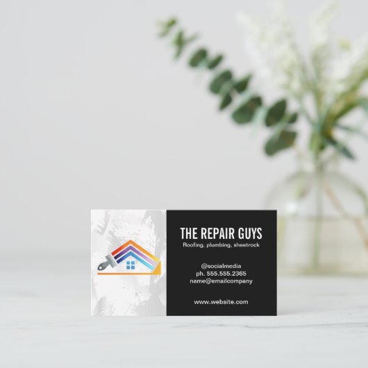 ホーム修理ロゴ |アプライアンスの修理担当者 名刺 (スタンド正面)