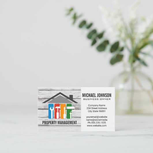 ホーム修理ロゴ | 元請負人 名刺 (スタンド正面)