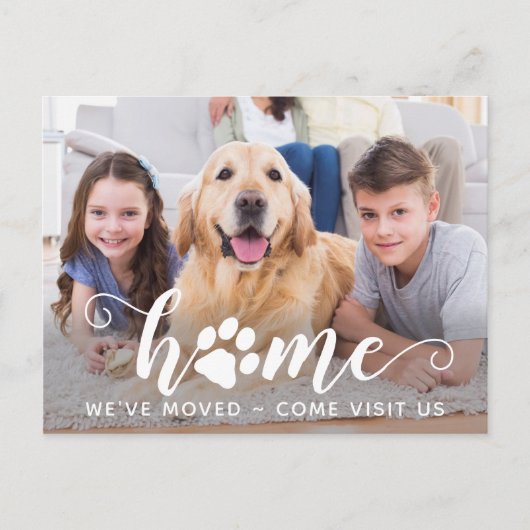 ホーム写真引っ越しました犬ペット移動告知 ポストカード (正面)