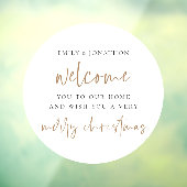 ホーム名へようこそメリークリスマスホワイトサークル ウィンドウサイン (シート3)