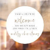 ホーム名へようこそメリークリスマスホワイトサークル ウィンドウサイン (シート2)