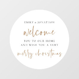 ホーム名へようこそメリークリスマスホワイトサークル ウィンドウサイン