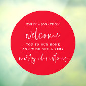 ホーム名へようこそメリークリスマスレッドホワイト ウィンドウサイン (シート3)