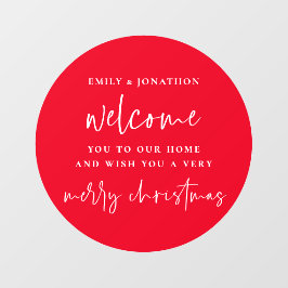 ホーム名へようこそメリークリスマスレッドホワイト ウィンドウサイン