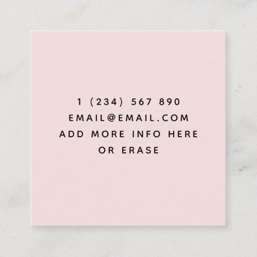 ホーム家庭教師先生教育者かわいい鉛筆ベビーピンク スクエア名刺 (裏面)