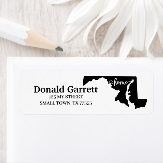 ホーム州のアウトラインハートメリーランドの住所 ラベル (インサイチュ)