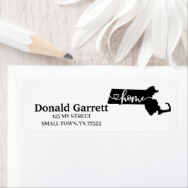 ホーム州のアウトラインハートMassachusettsアドレス ラベル