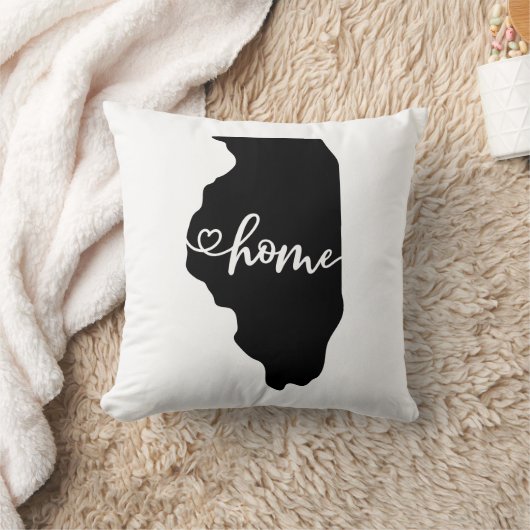 ホーム州アウトラインハートイリノイ クッション (ブランケット)