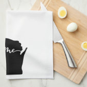 ホーム州アウトラインハートウィスコンシン キッチンタオル (四つ折り)